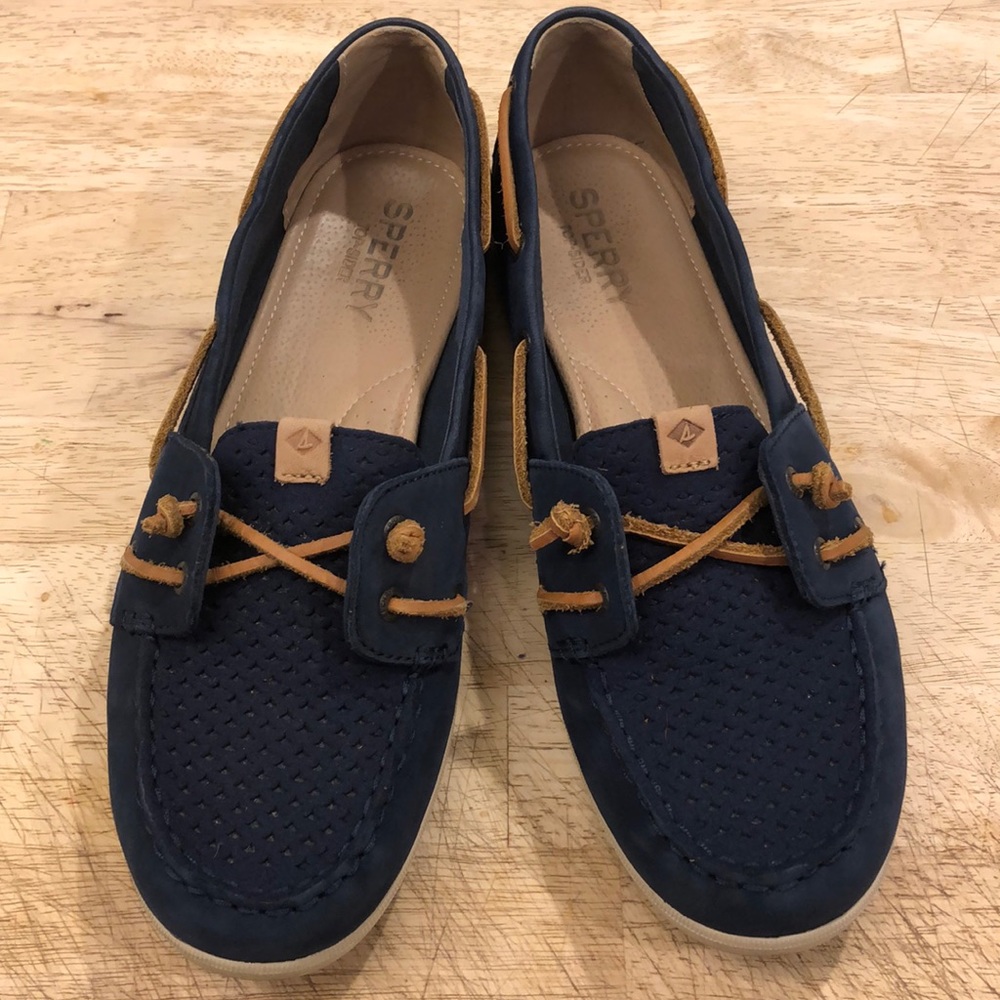 Sperry Navy Perforated Boat Shoes